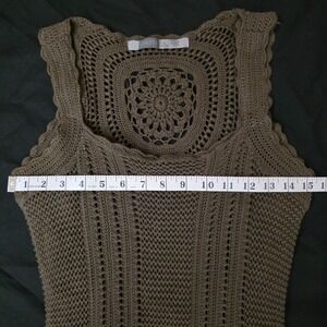 Athleta Crochet Medallion Midi Dress Medium Brown Boho Sundress Festival *Flaws